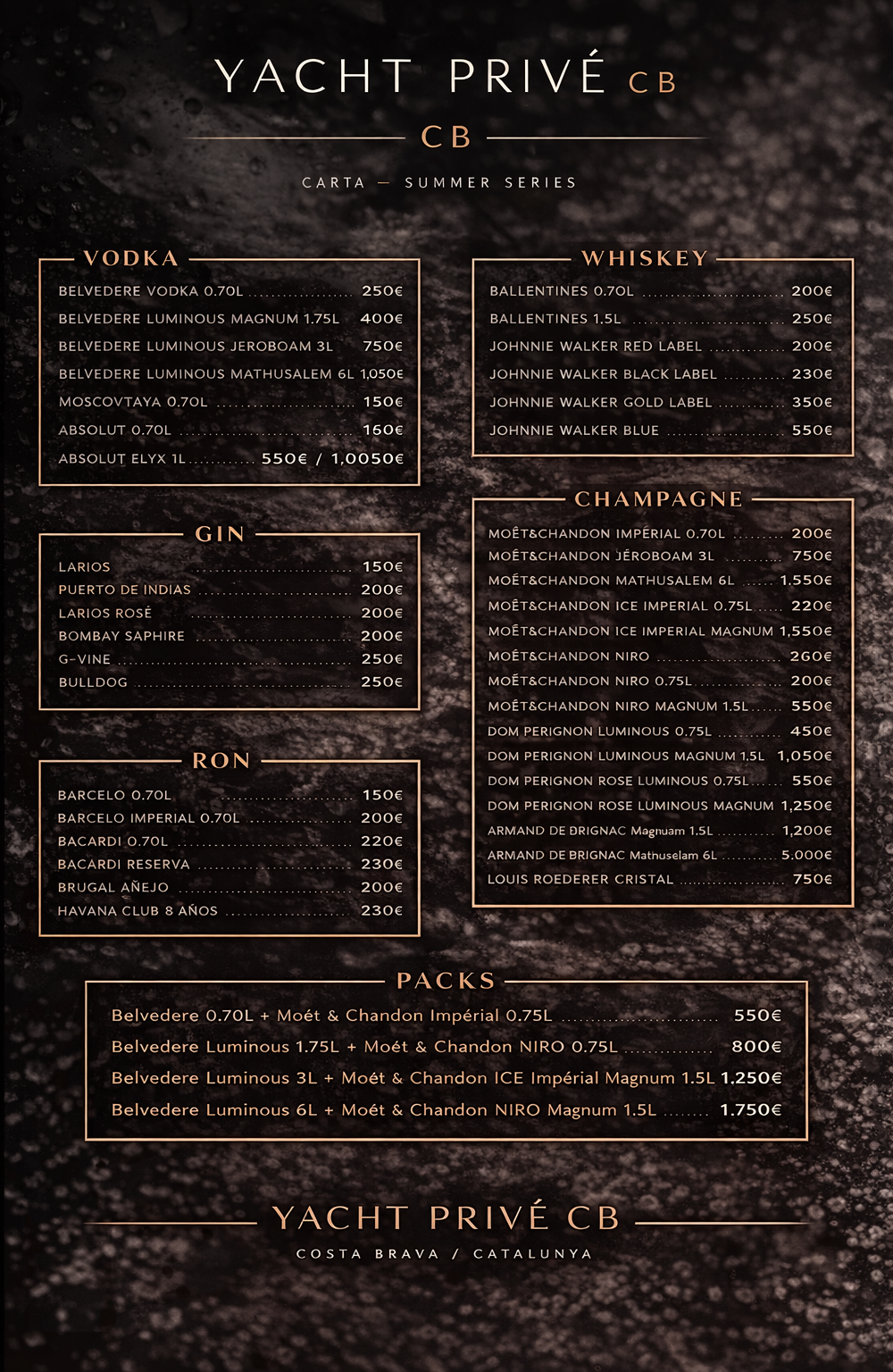 Carta Yacht Privé Summer Series