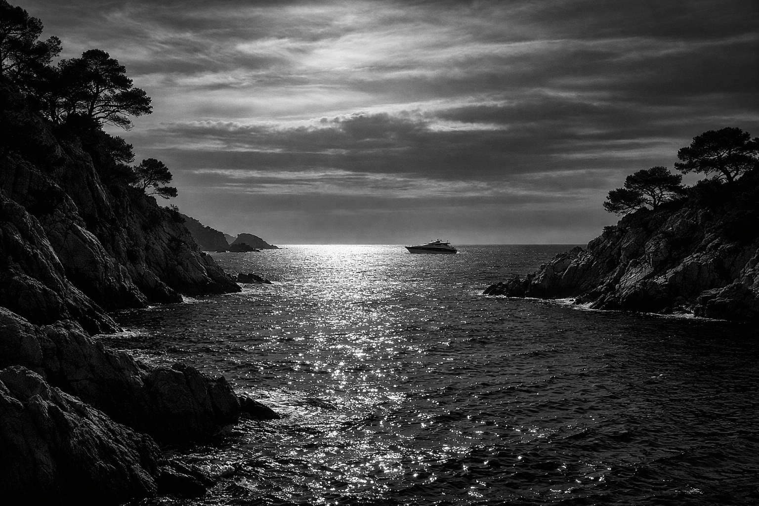 Mar de Costa Brava con estética cinematográfica